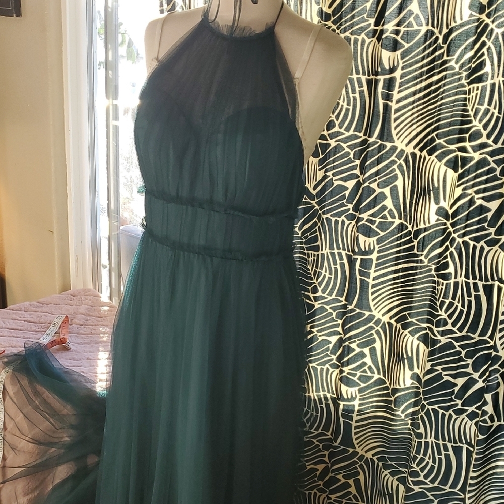 Revelry Green Gown with Halter Neckline - Picture 6 of 10